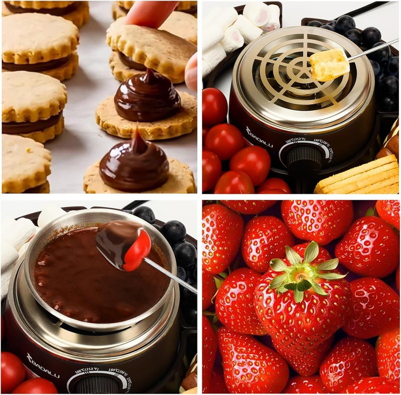 BADALU 2 in 1 Electric S'mores Maker & Fondue Pot, Temperature Control Tabletop Indoor S'mores Maker Kit with 4 Roasting Forks Housewarming Christmas Gifts,Family Gifts - Image 4